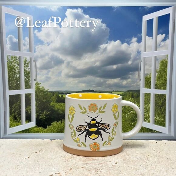 Bumble Bee White/Yellow/Orange Ceramic 16oz Mug - Picture 2 of 9